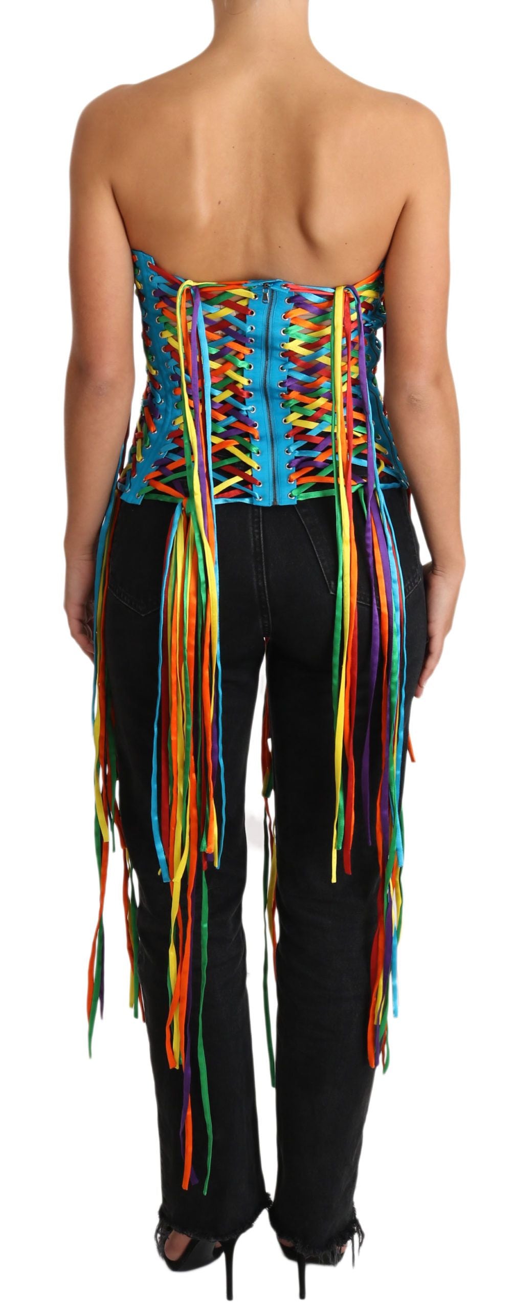 Dolce & Gabbana Multicolor Strings Bustier Polyester Corset  Top