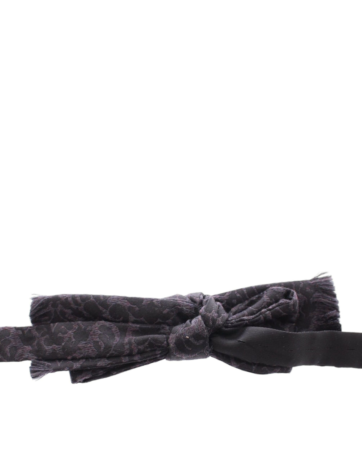 Dolce & Gabbana Dark Gray Wool Silk Brand Baroque Paisley Bow Tie Men