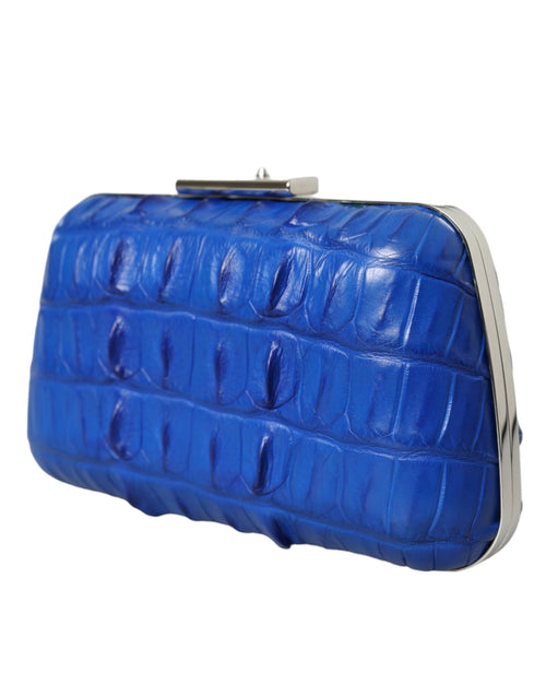 Balenciaga Blue Exotic Skin Leather Shoulder Crossbody Box Clutch Bag