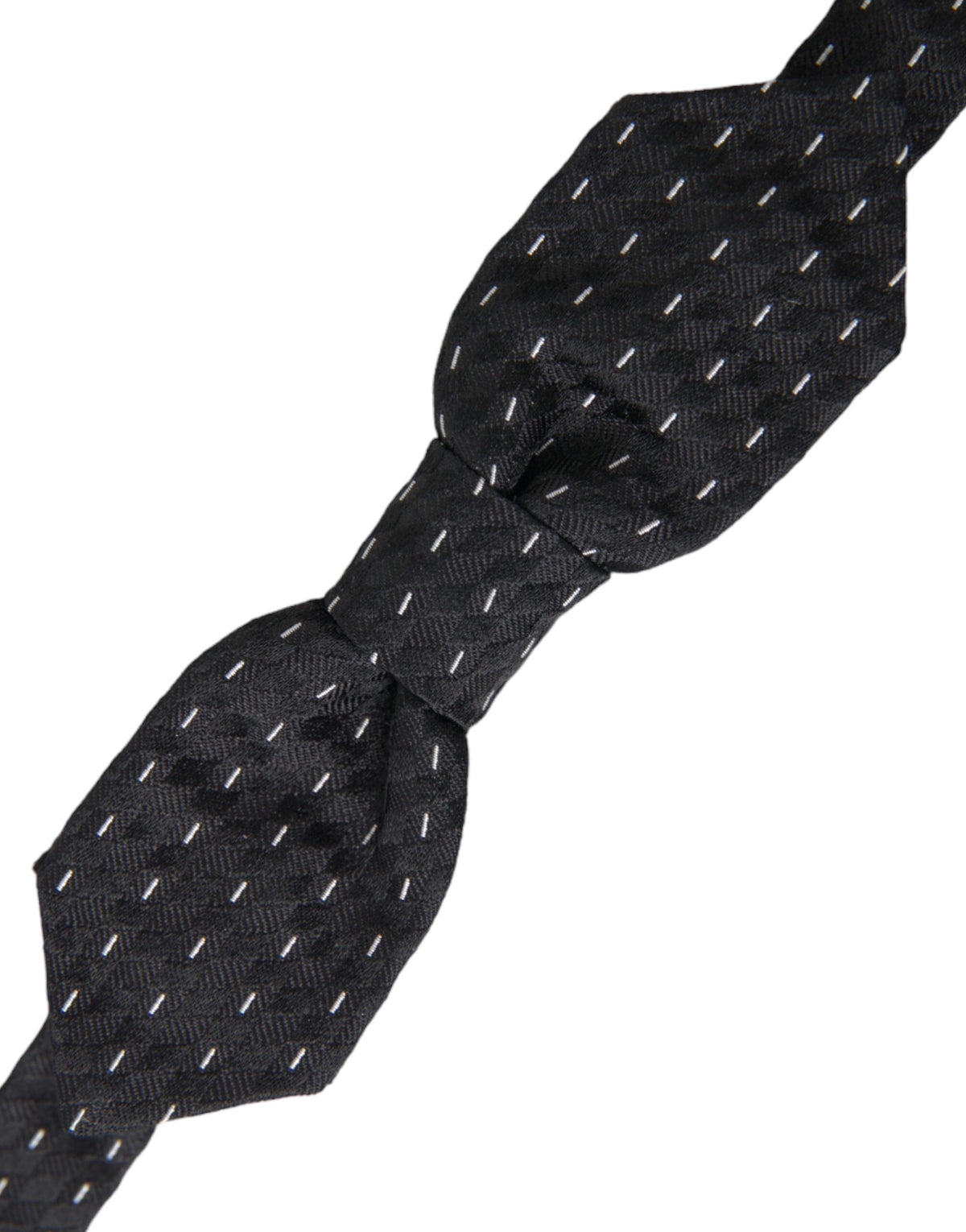Dolce & Gabbana Dark Gray White Stitched Silk Men Neck Bow Tie