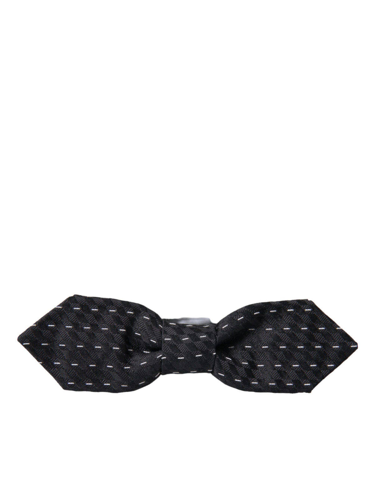 Dolce & Gabbana Dark Gray White Stitched Silk Men Neck Bow Tie
