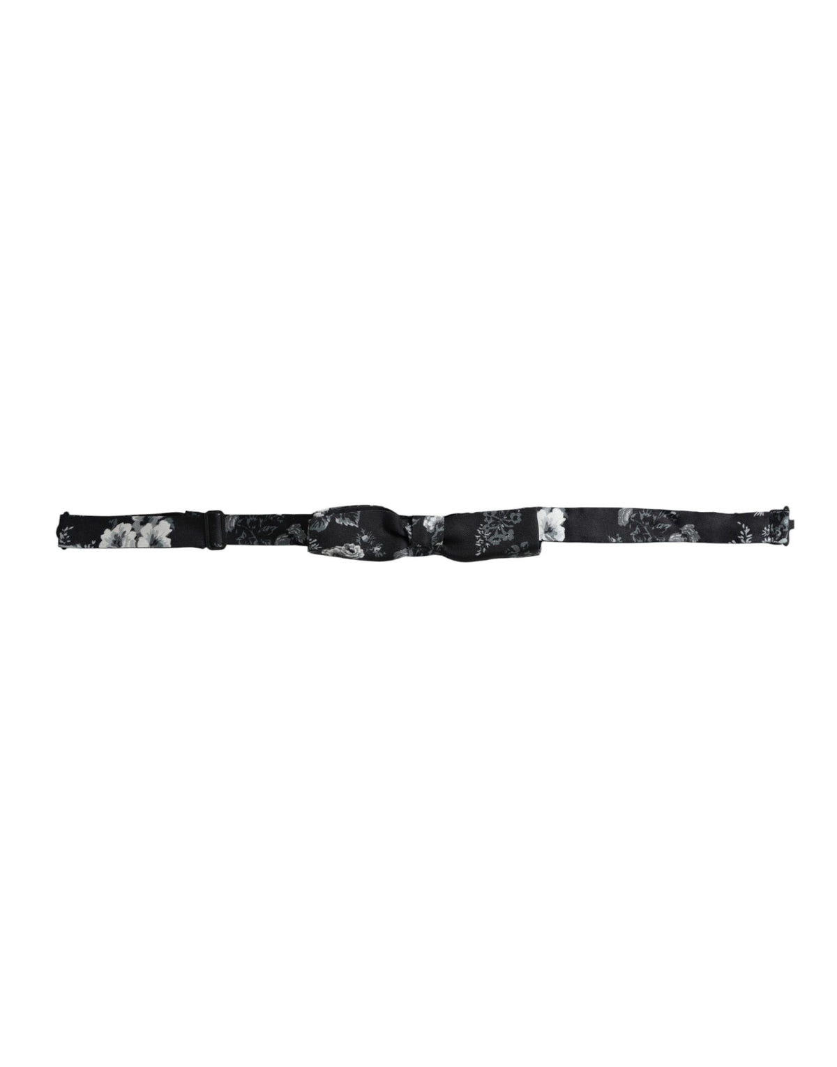 Dolce & Gabbana Dark Gray Floral Silk Adjustable Neck Men Bow Tie