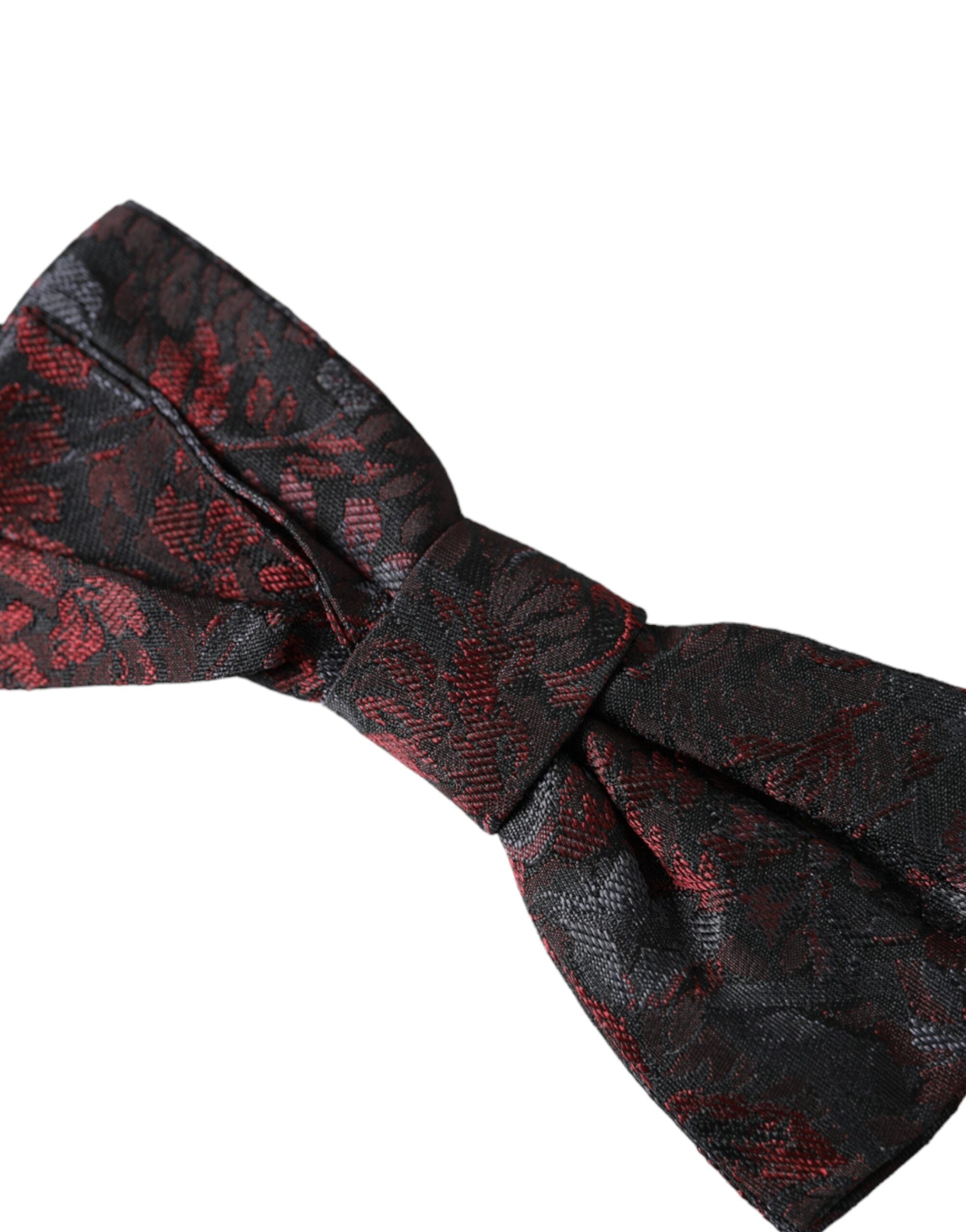 Dolce & Gabbana Dark Gray Floral Adjustable Neck Men Bow Tie