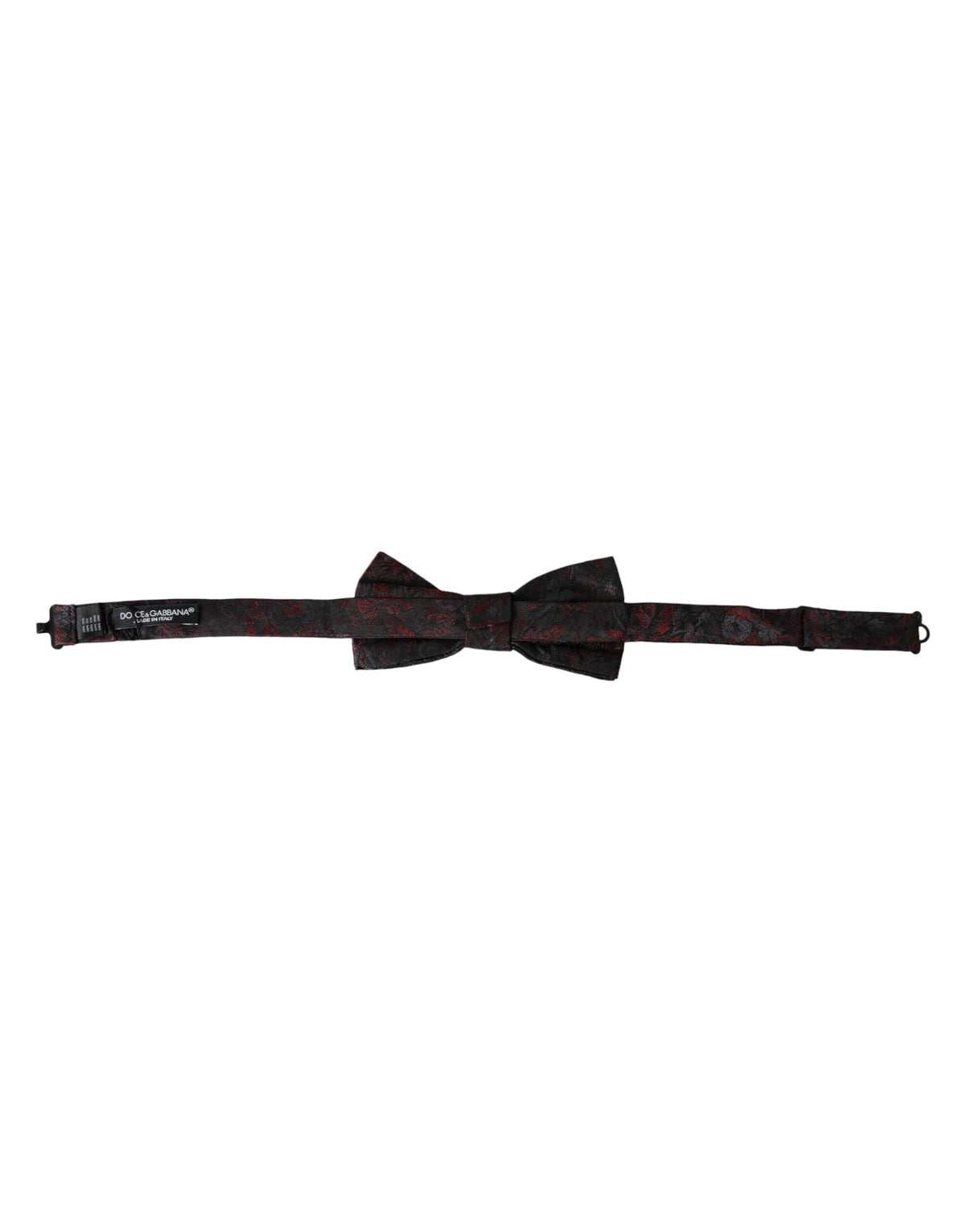 Dolce & Gabbana Dark Gray Floral Adjustable Neck Men Bow Tie
