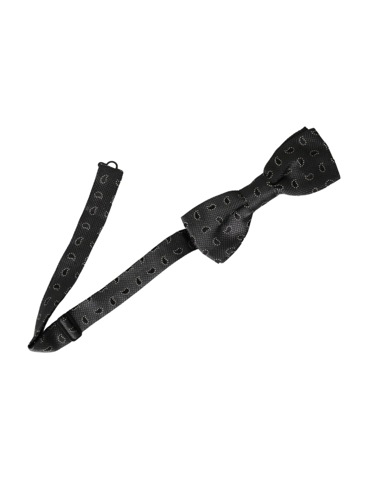 Dolce & Gabbana Dark Gray Silk Patterned Adjustable Neck Men Bow Tie