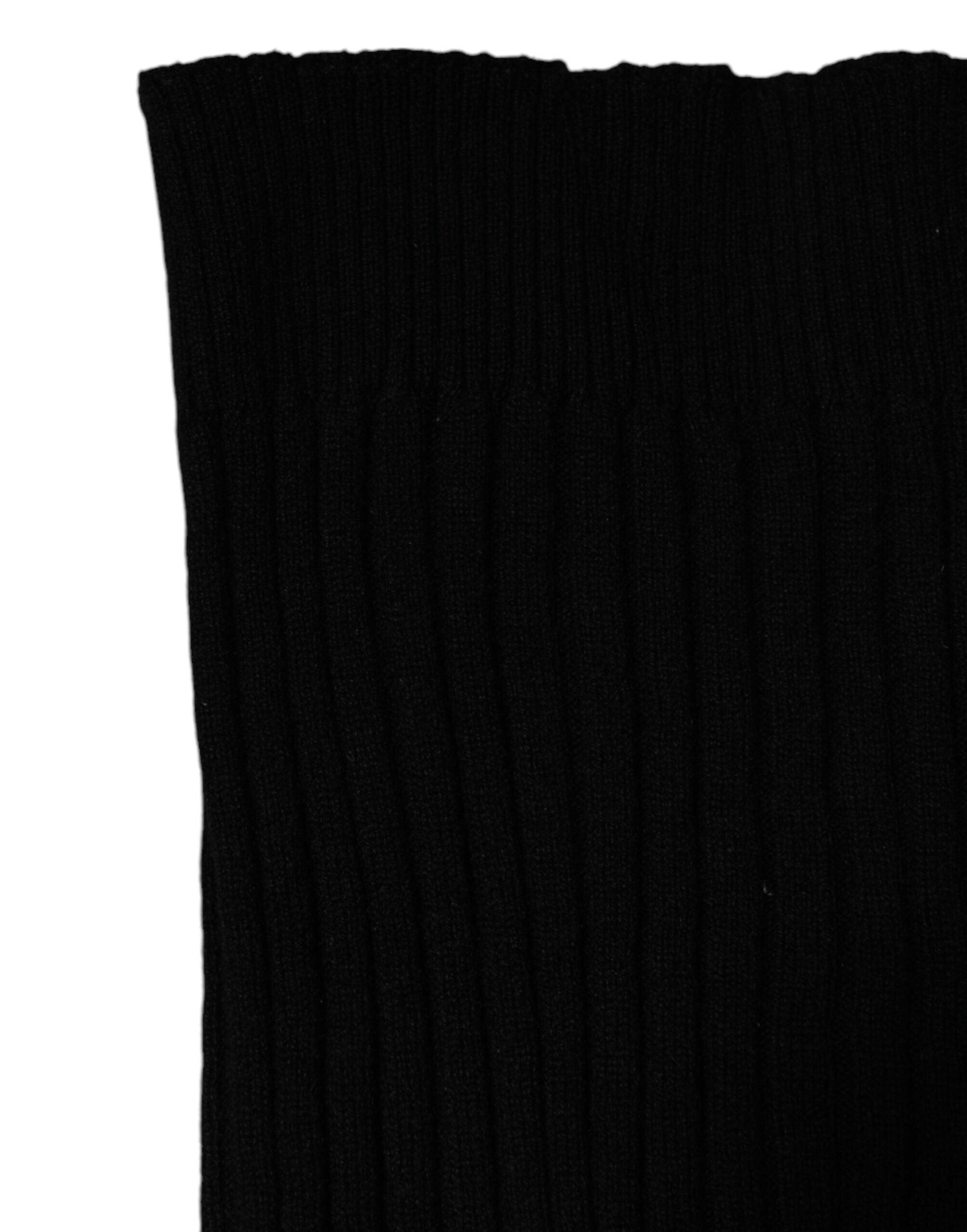 Dolce & Gabbana Black Cashmere Knitted Neck Warmer Foulard Scarf