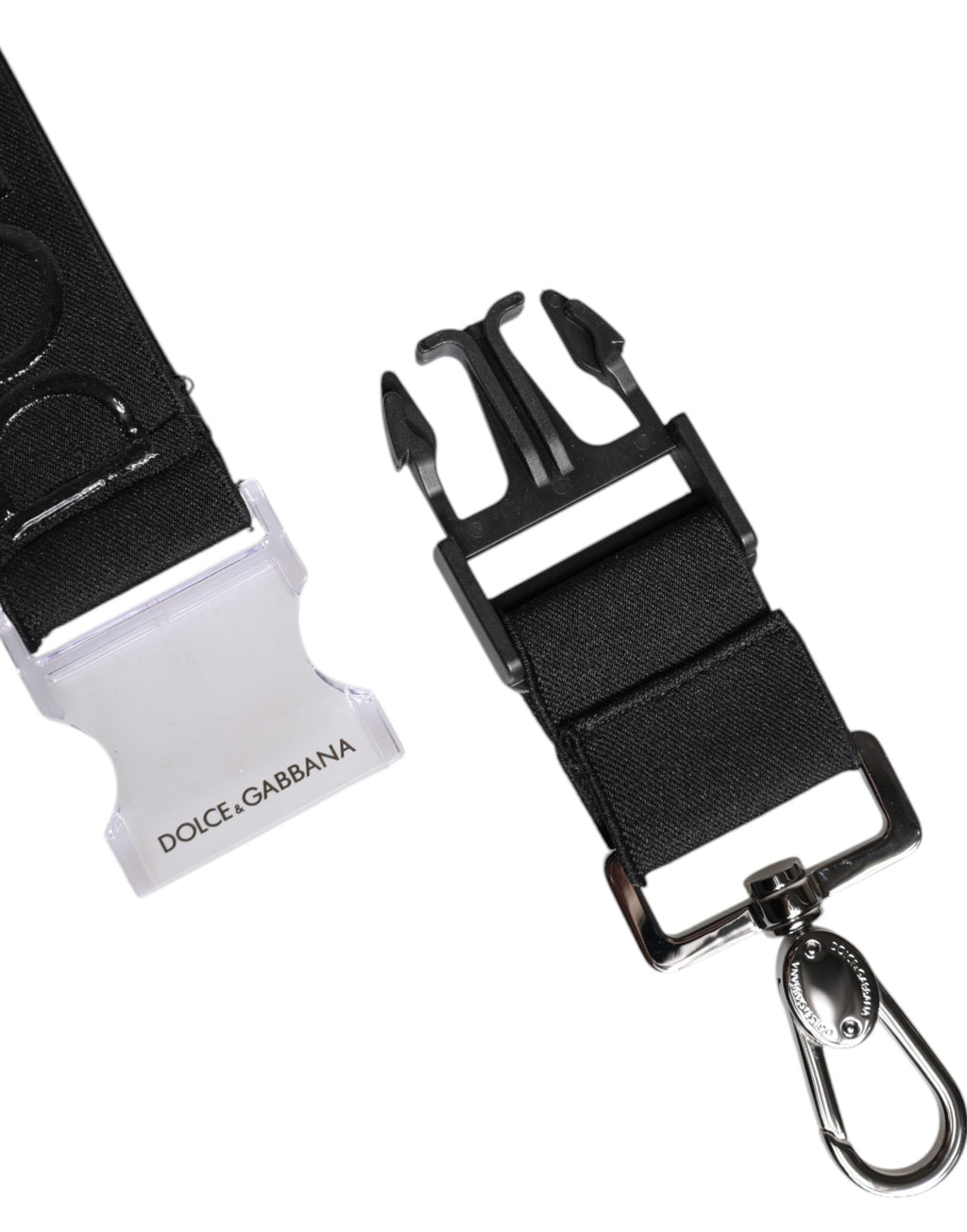Dolce & Gabbana Black Stretch Polyester Rubberised DG Logo Keychain